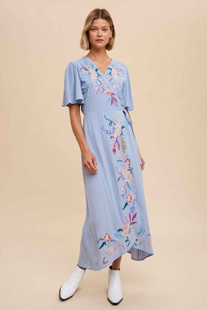 ELLEFLOWER - Tiffany Wrap Dress - PERIWINKLE