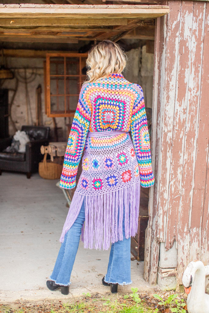 Elleflower - Hippie Heart Fringe Duster - Violet