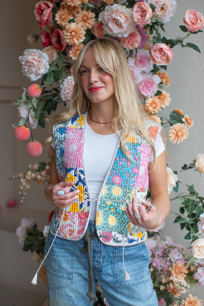 Elleflower - Short Quilted Cotton Vest