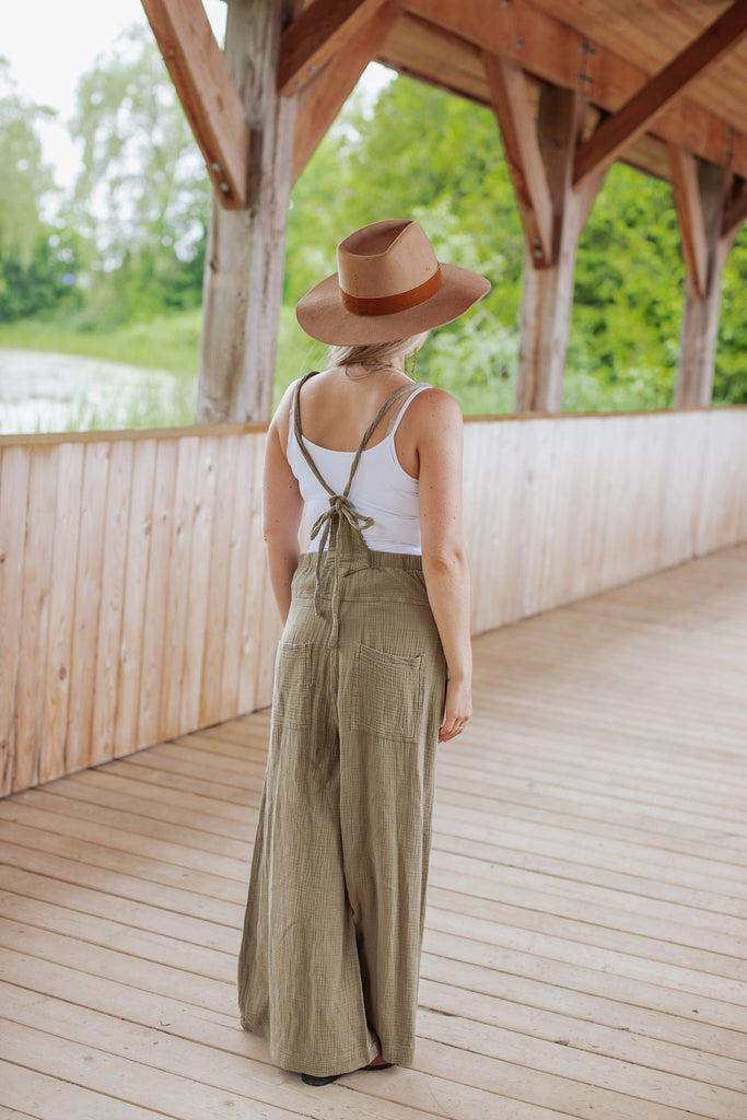 Elleflower - Cotton Overalls - FADED OLIVE