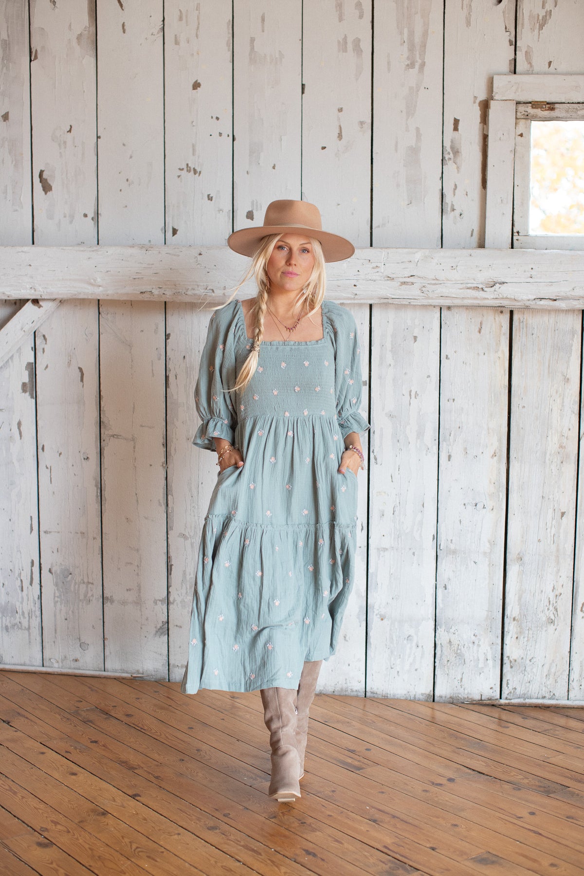 Botanical embroidered shop dress